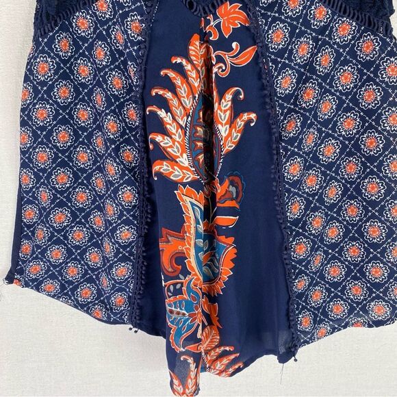 Taylor & Sage Tank Top Blue Orange Floral Lightweight Top Small - Picture 4 of 8